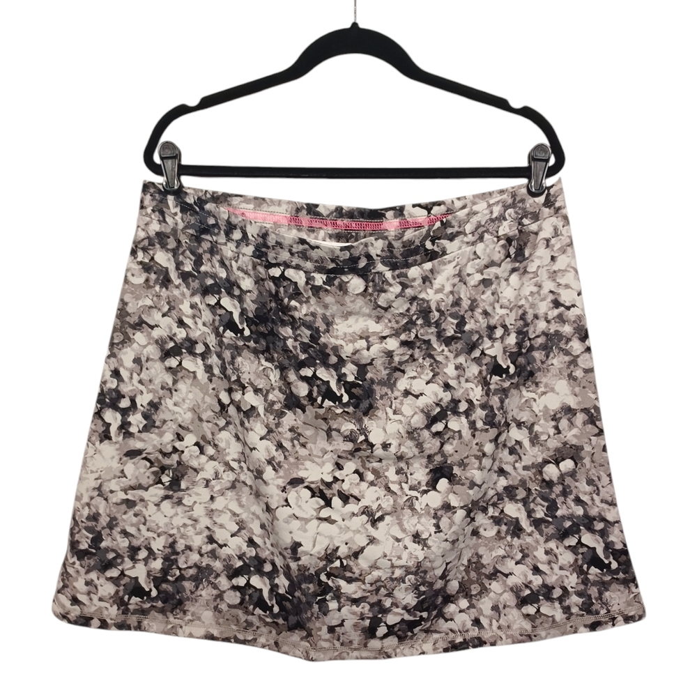 Isaac Mizrahi Live! Gray Black White Floral Mix Print Skort Pull On Skirt Large View 4